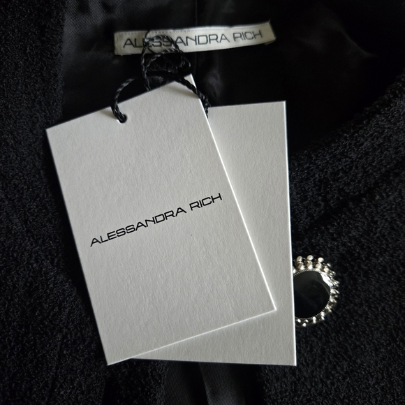 New Alessandra Rich Tailored Tweed Decorative Button Black Evening Jacket NWT - Picture 13 of 16